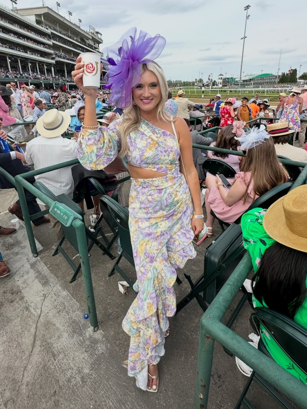 One-Shoulder Lavender Floral Ruffle Maxi Dress